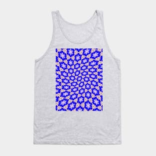 Blue and White Flower Pattern Tank Top